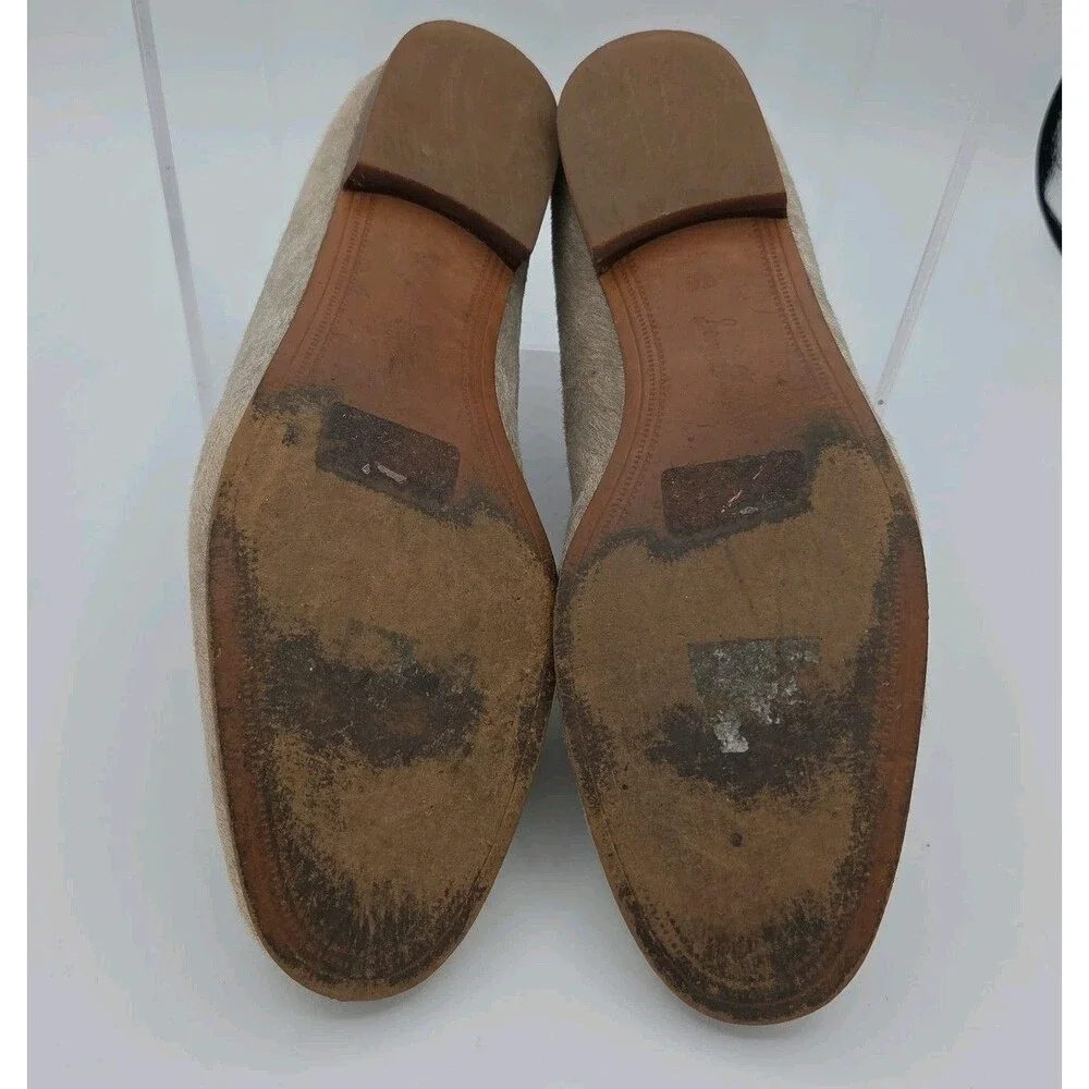 Sam Edelman Loraine Loafers Size 8.5 M Mink Beige Calf Hair Gold Bit Slip On